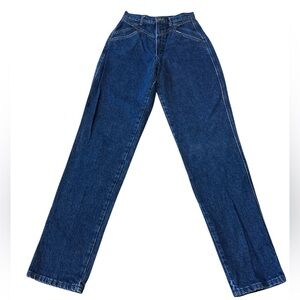 Vintage Rocky Mountain High Rise Western Jeans Dark Wash 80s 90s Tapered Denim